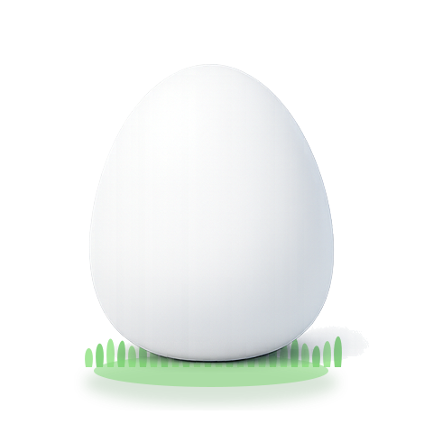 TomoEgg on the Grass Tuft Ring base stand from the app bundle