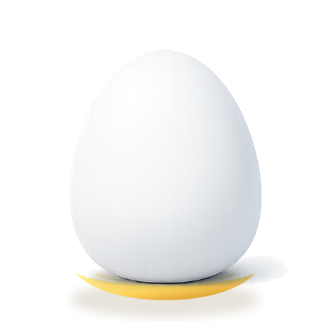 TomoEgg resting on the Moon Cradle base stand from the app bundle